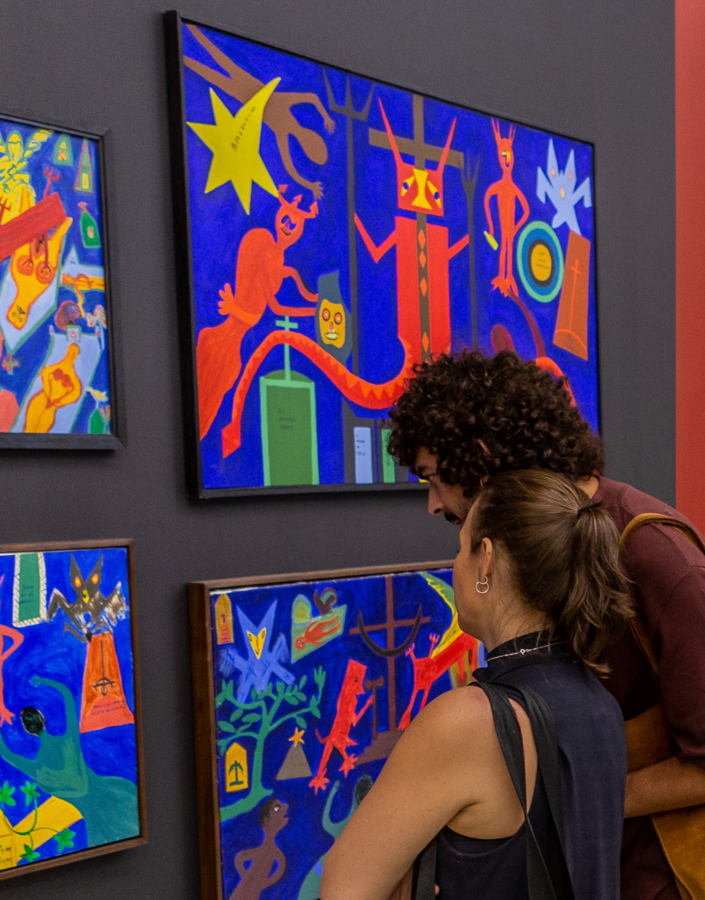 Visitors are invited to reflect in a playful way on impressions of artworks from the collection. Photo: Patrick Arley