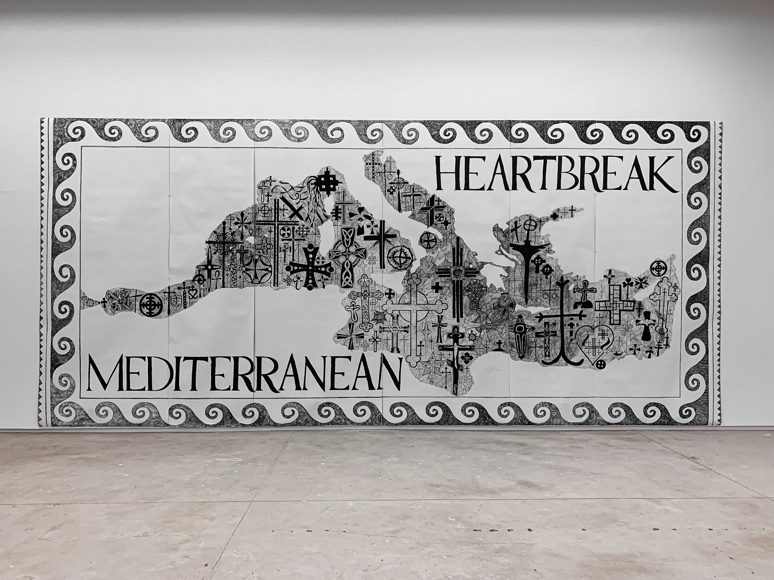 Aleksandra Mir, Mediterranean Iceage, 2007. Caneta Sharpie sobre papel Fabriano. Foto: Ana Luiza Albuquerque