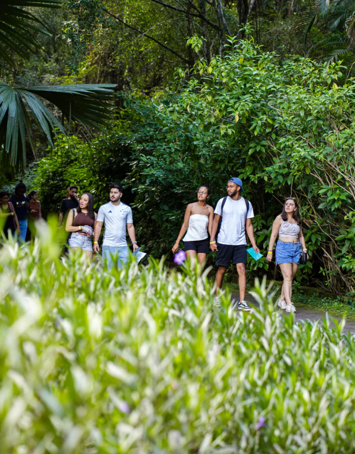 O Ateliê Circulante convida para atividades em diferentes pontos do Inhotim, experimentando a arte e natureza. Foto: Brendon Campos